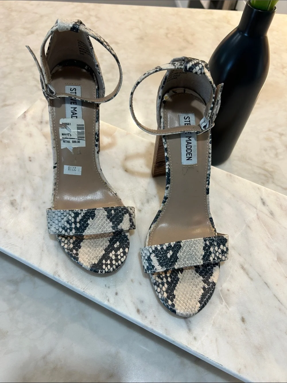 Steve Madden Women's Carrson Snake Block Heel Sandal